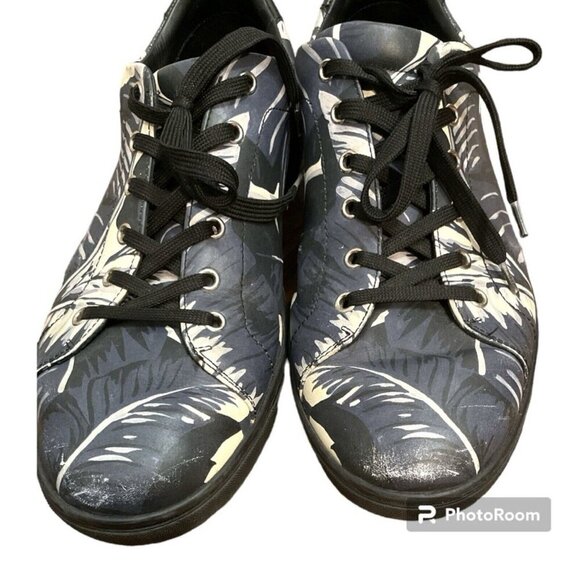 Dolce & Gabbana Banana Palm Leaf Leather Blue Black White Sneakers US9 IT42 main image 5